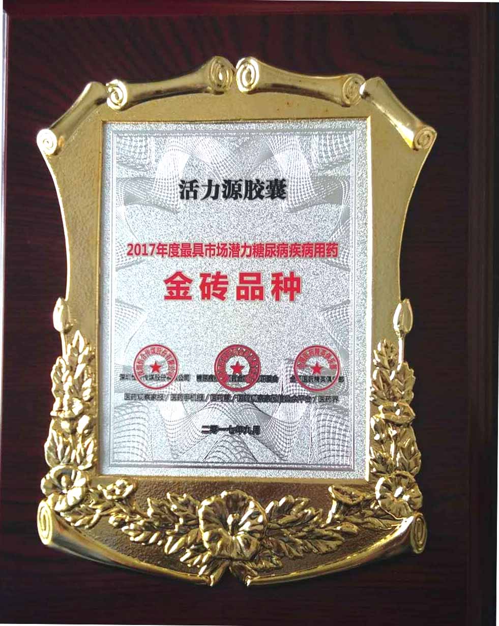活力源胶囊2017年度最具市场潜力糖尿病用药金砖品种 