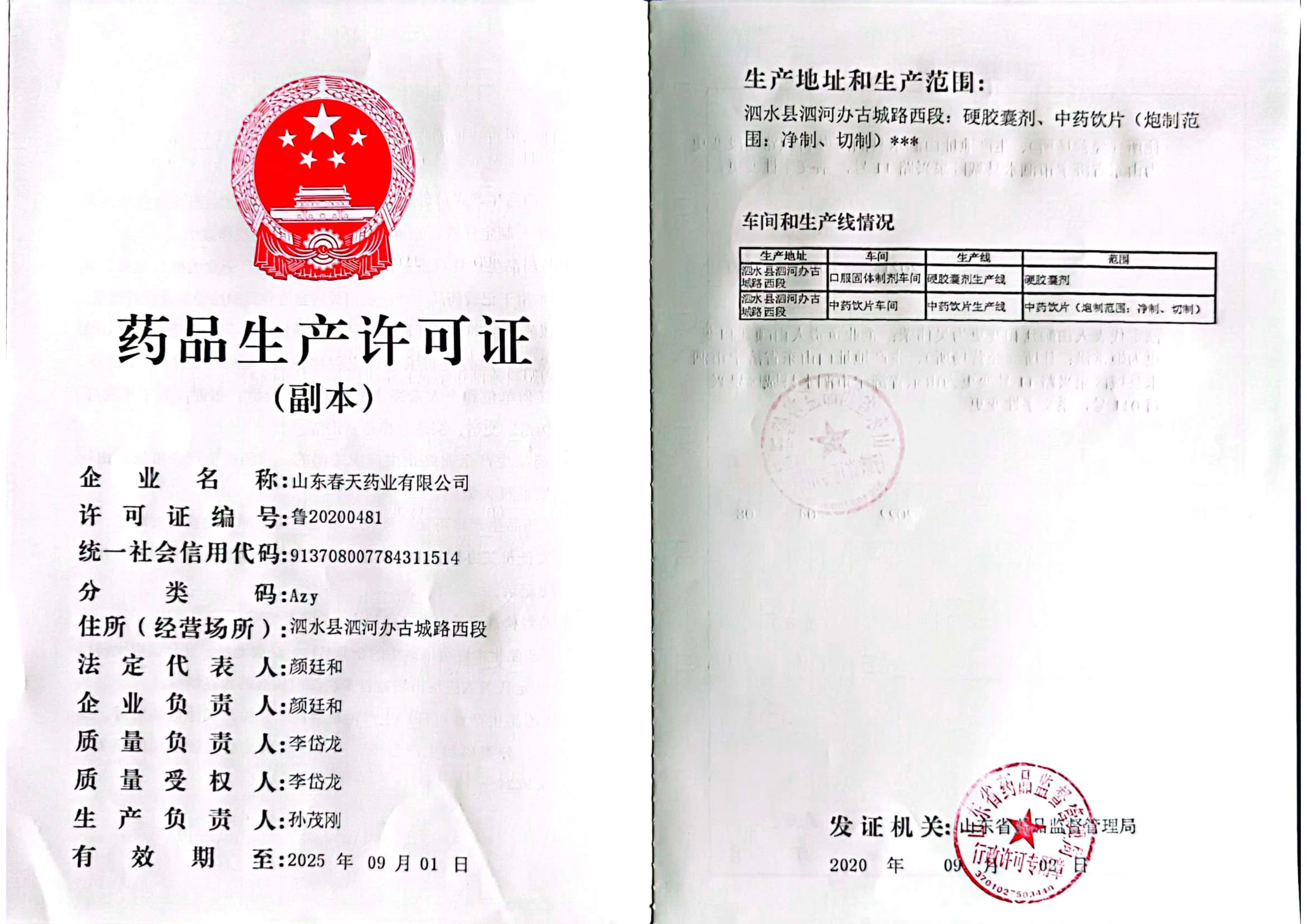 药品生产许可副本